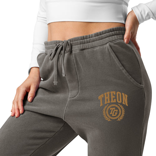 'Theon Seal' Pigment-dyed Sweatpants (Black/Gold)